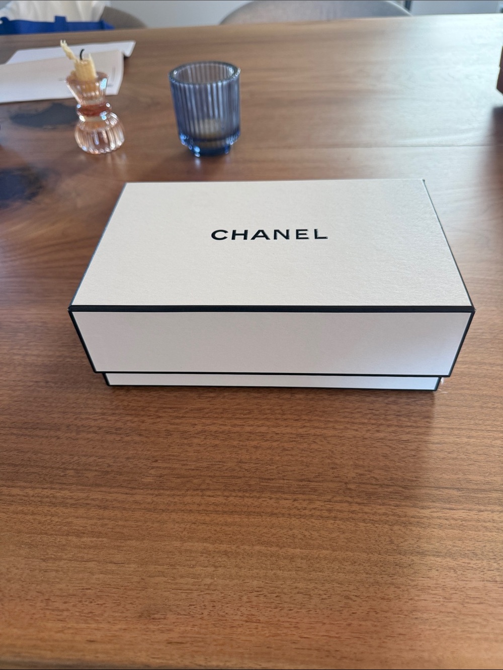 CHANEL Cream Box with Black Logo